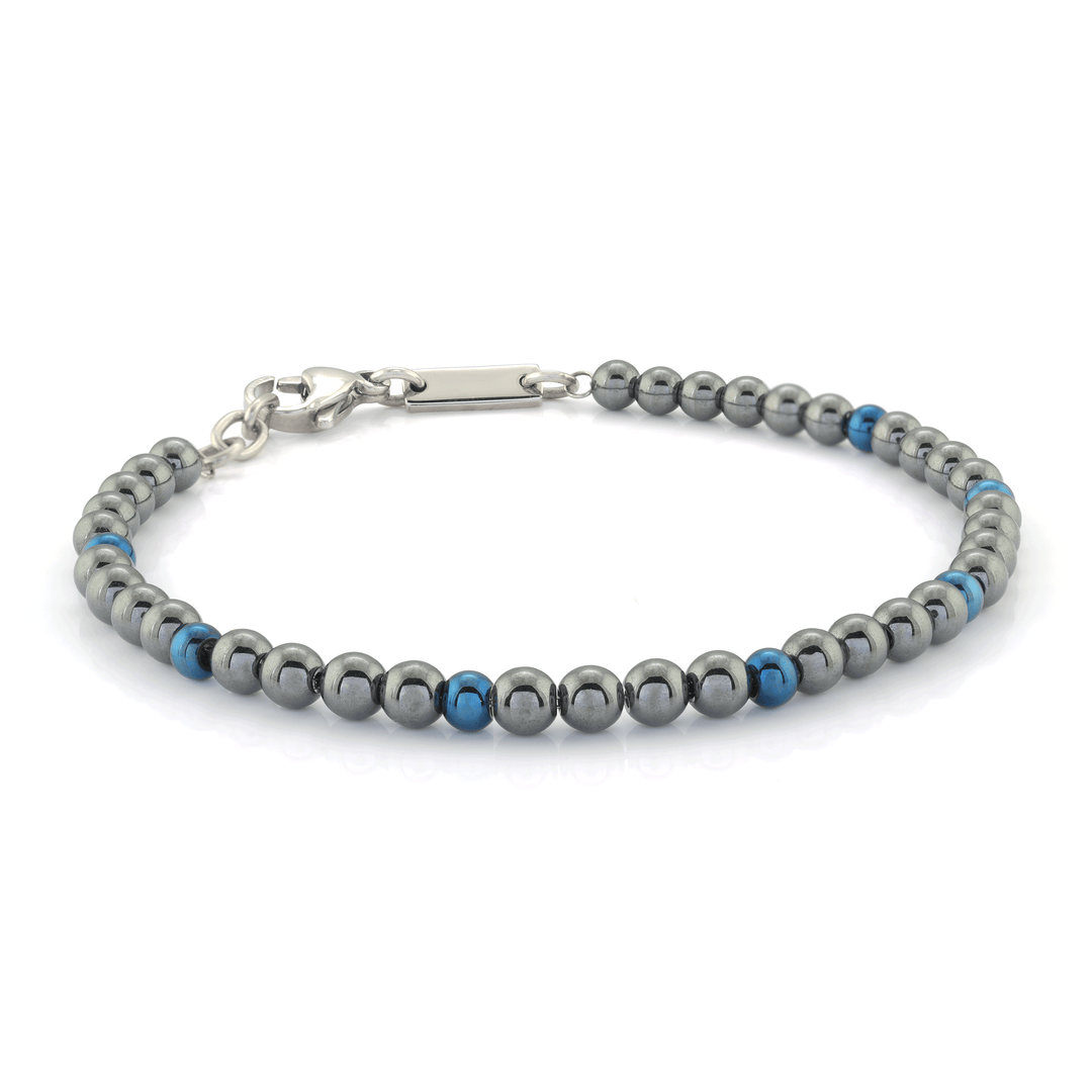 Blue Ip Hematite Beaded Bracelet