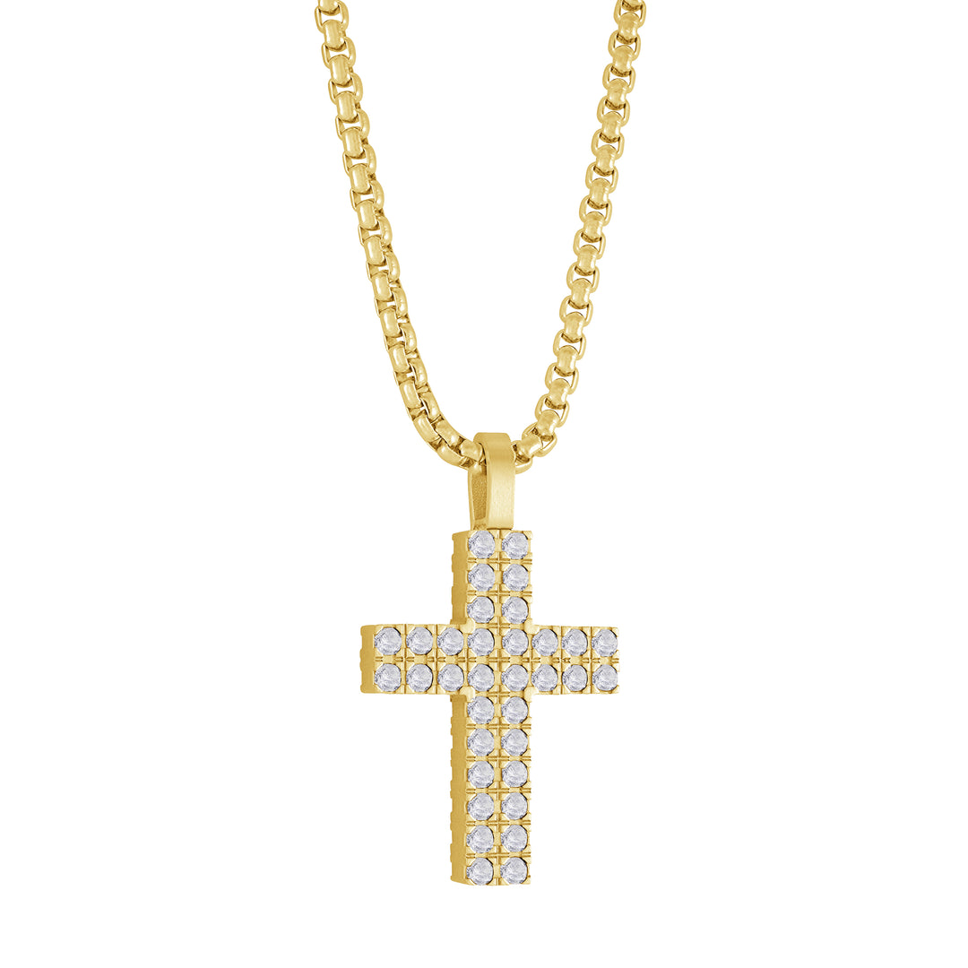 Reversible Black And White Cz Cross Pendant Necklace