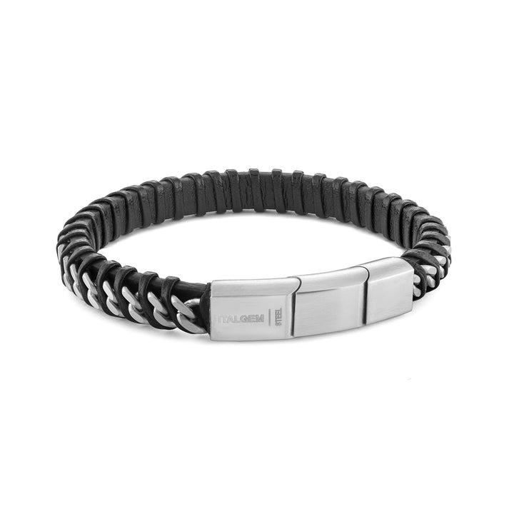 8mm Leather & Curb Link Bracelet