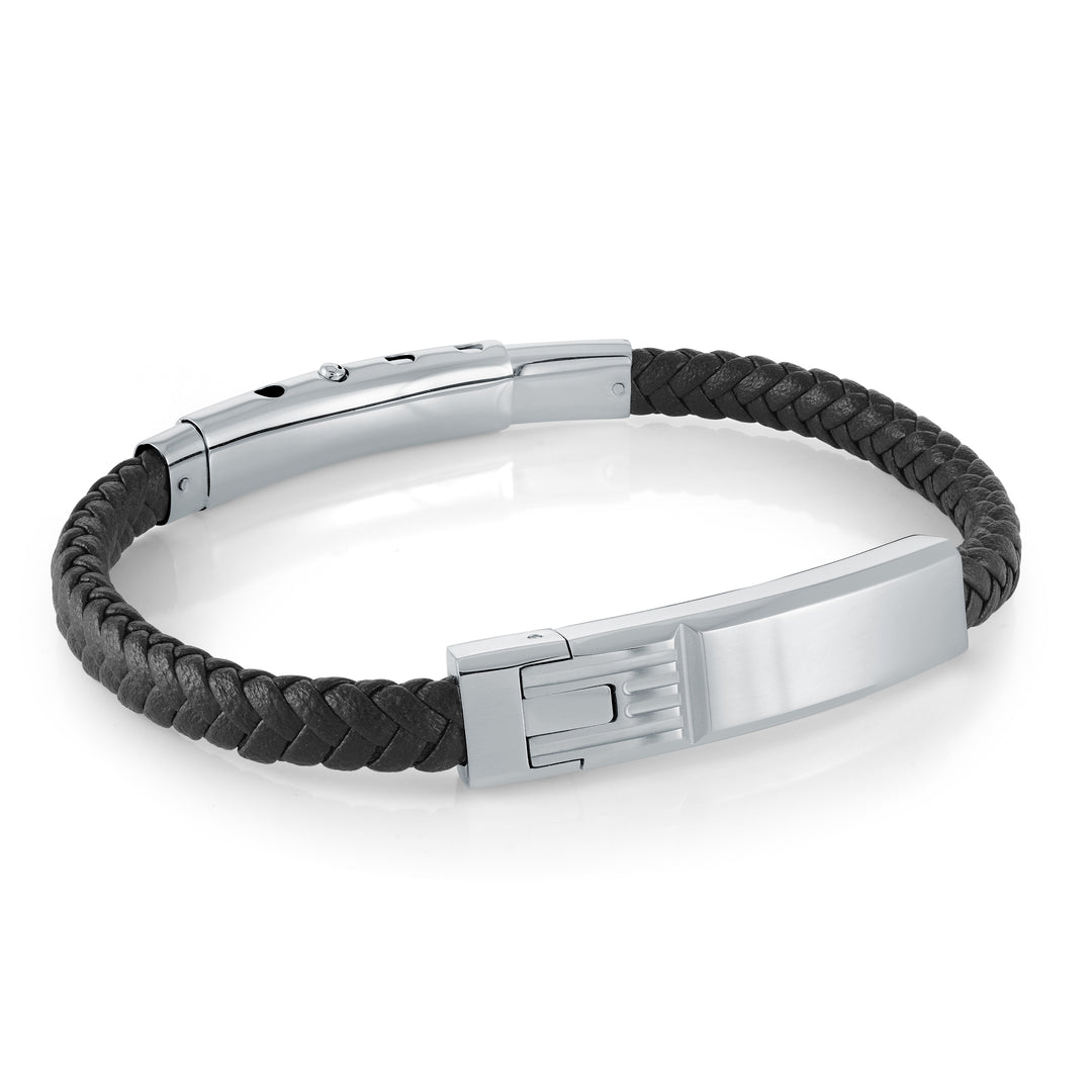 Steel And Leather Adjustable Bracelet