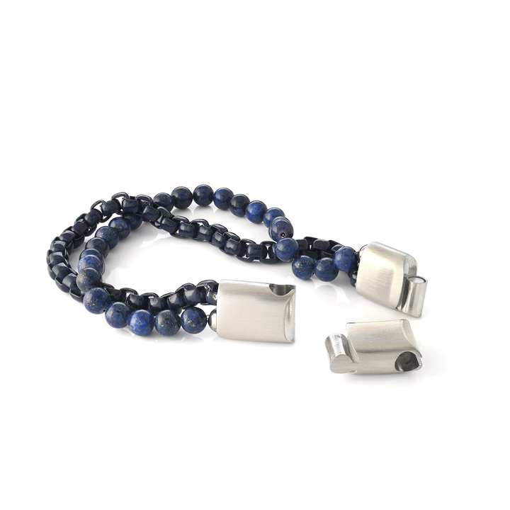 Navy Blue Steel & Blue Tiger Eye Bracelet