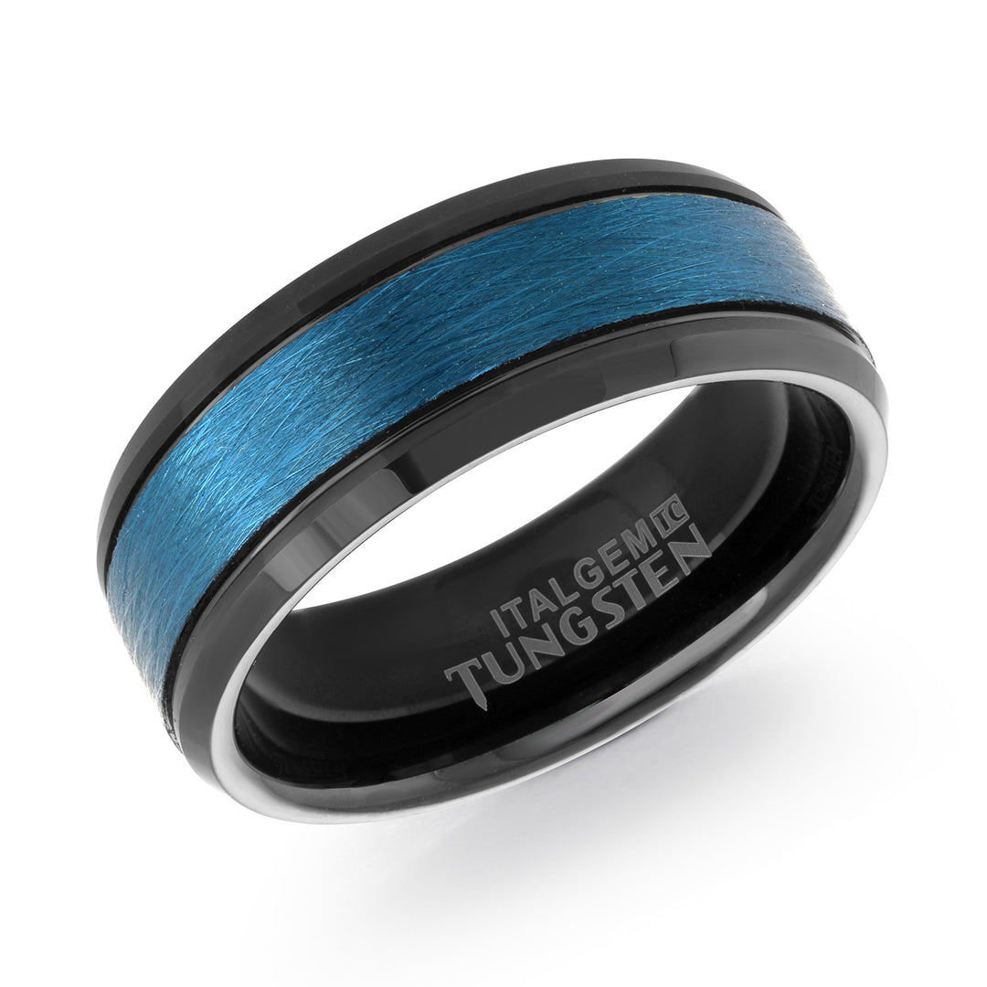8mm Blue Tungsten Carbide Band