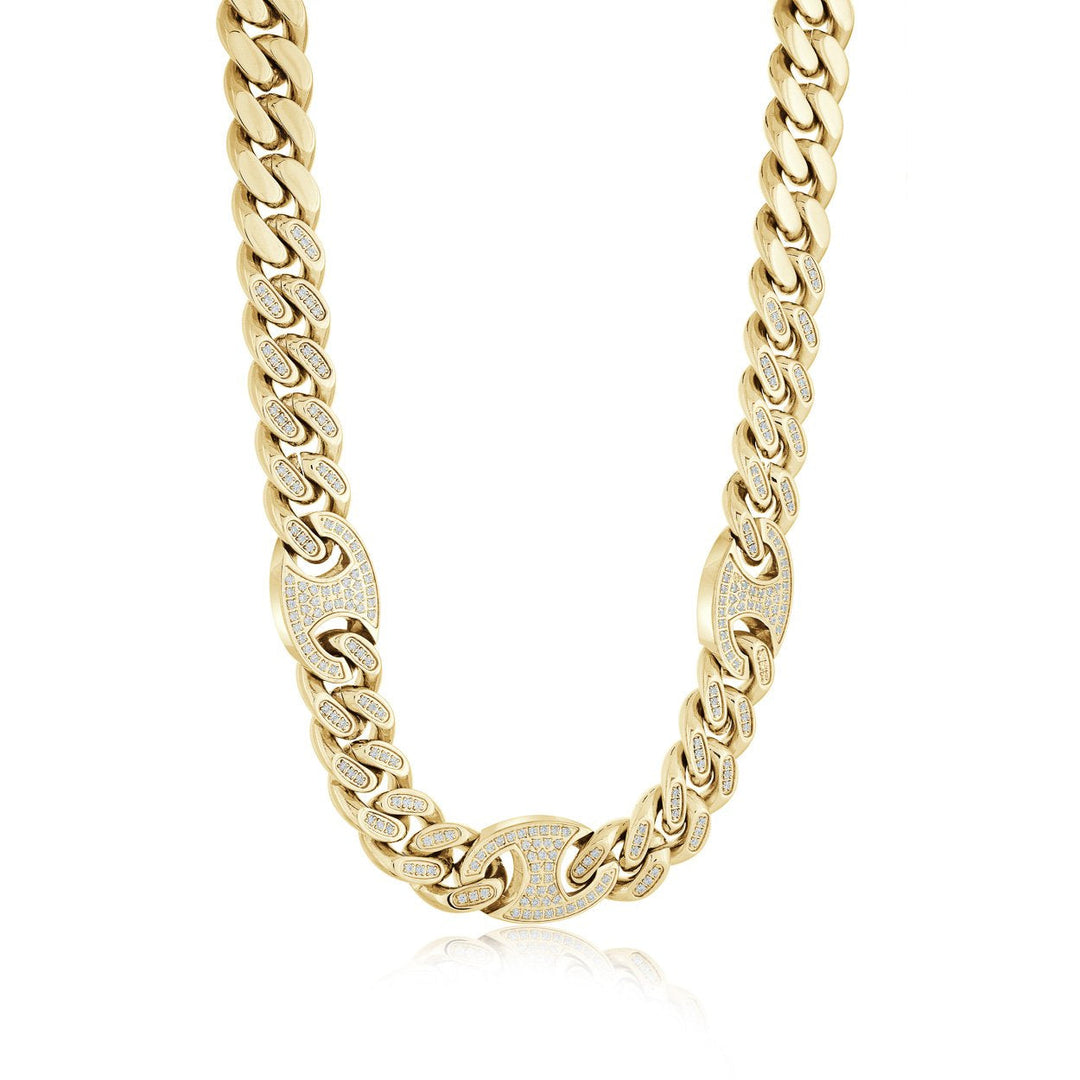 10mm Mariner Cz Chain Ion Plated With 14K Gold