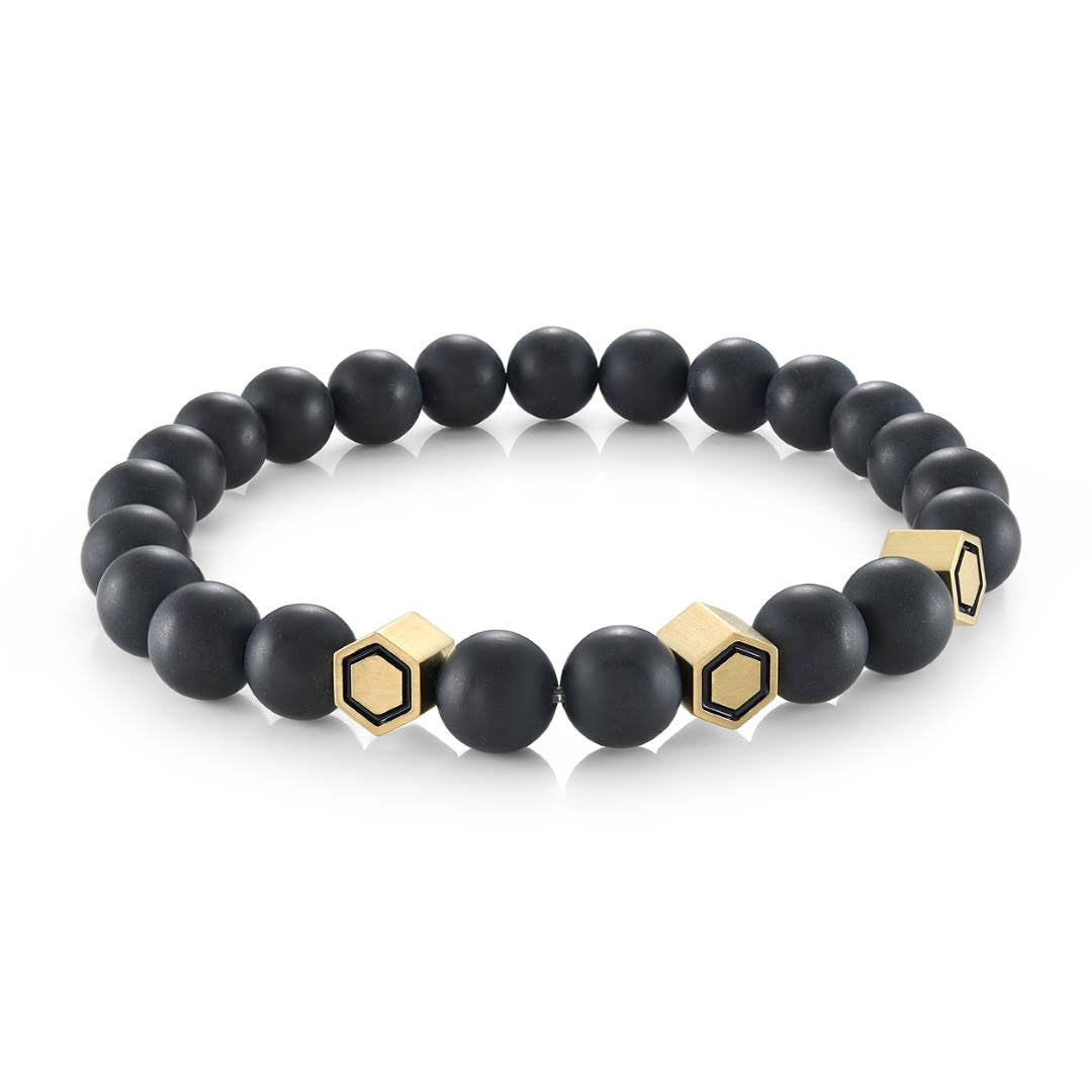 8mm Hexagons Onyx Bead Bracelet