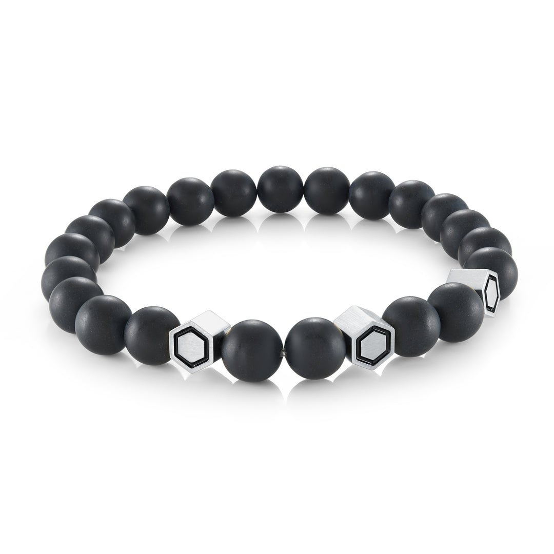 8mm Hexagons Onyx Bead Bracelet