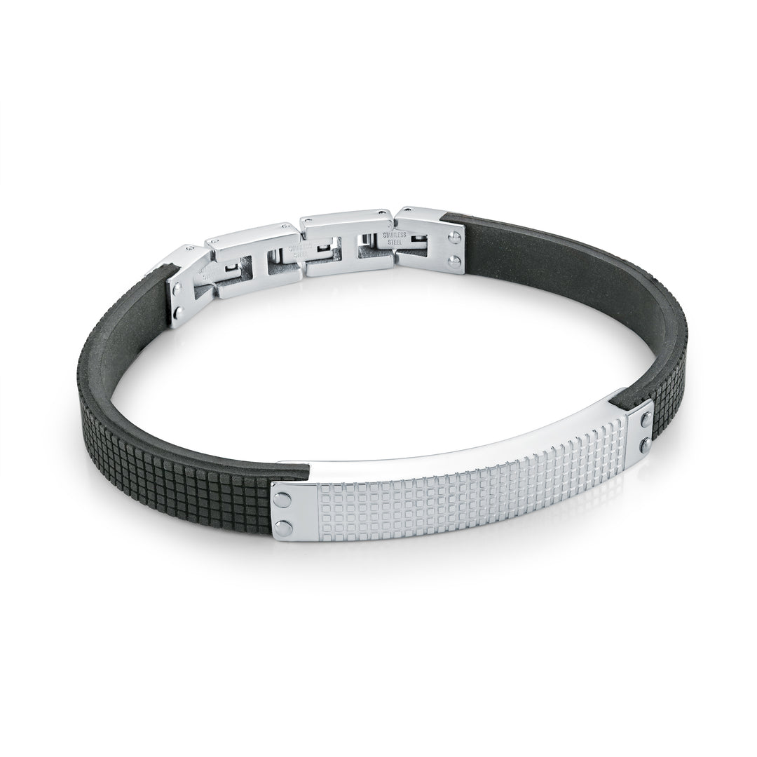 8mm Checkered Steel Silicone Bracelet