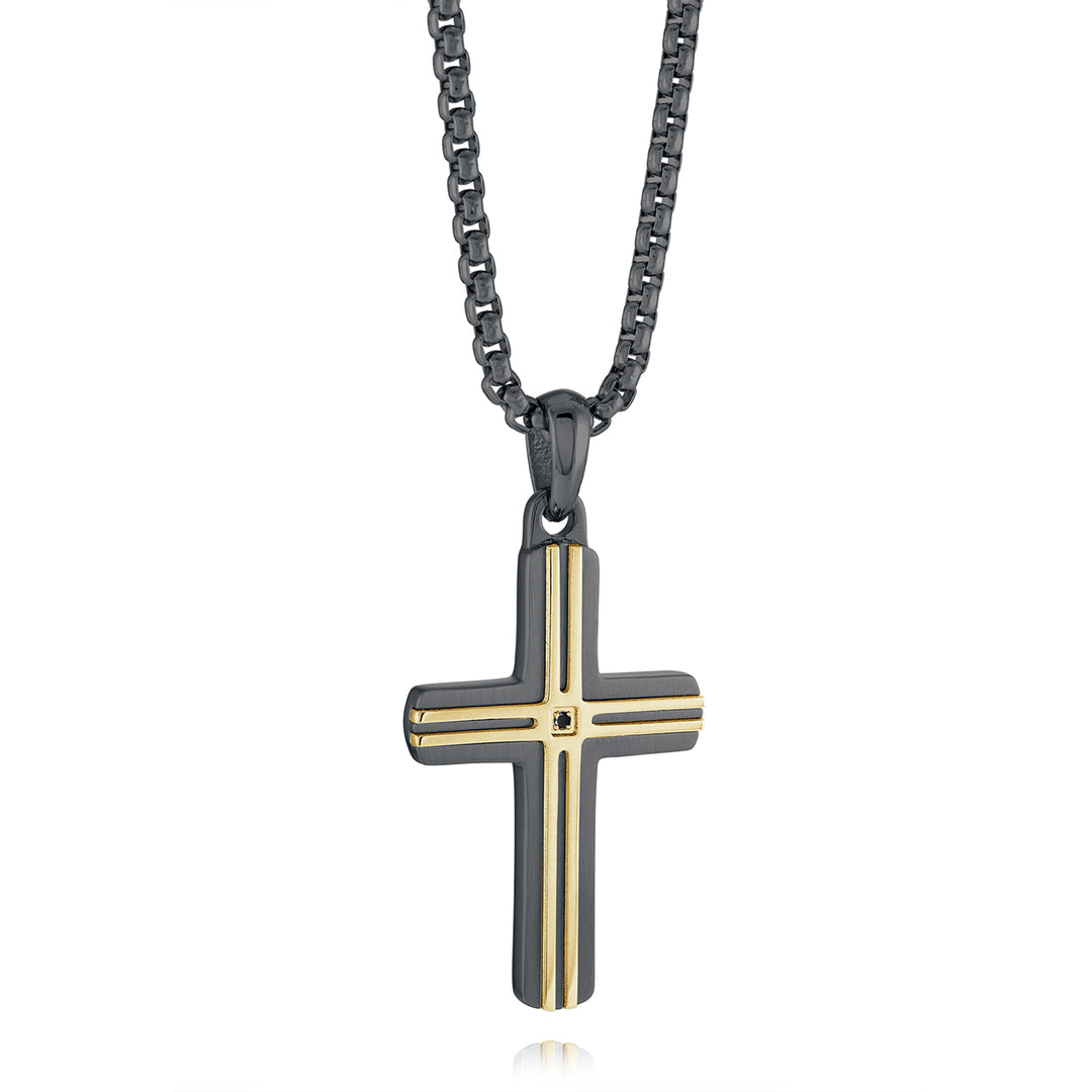 Inlay Studded Cross Pendant