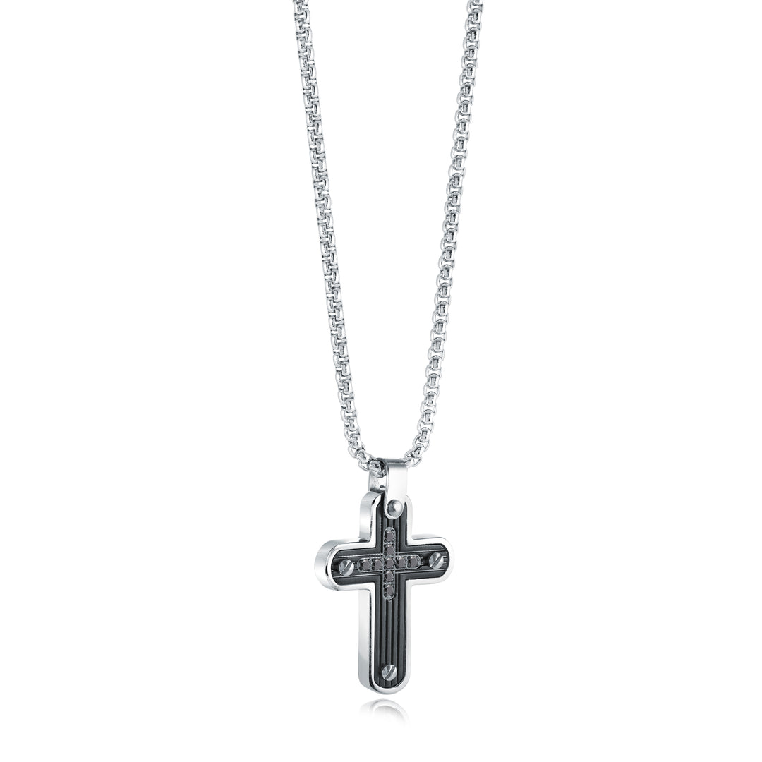 Black Studded Micro Cross