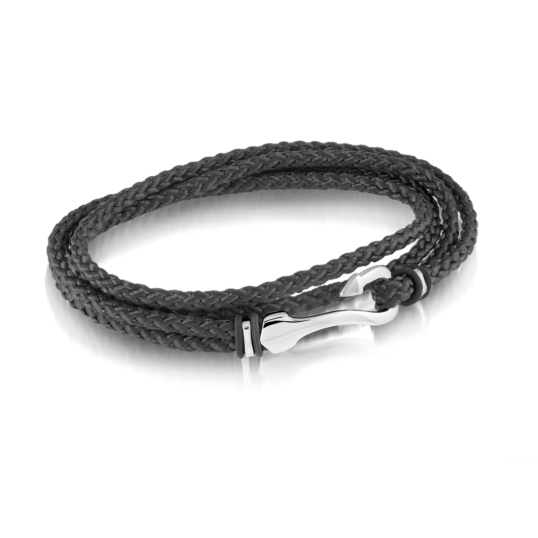 Hook-Clasp Black Cord Wrap Around Bracelet