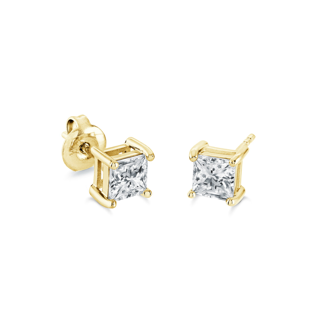 5mm White-Cz Square Stud Earrings