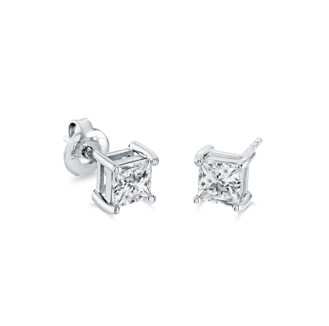 5mm White-Cz Square Stud Earrings
