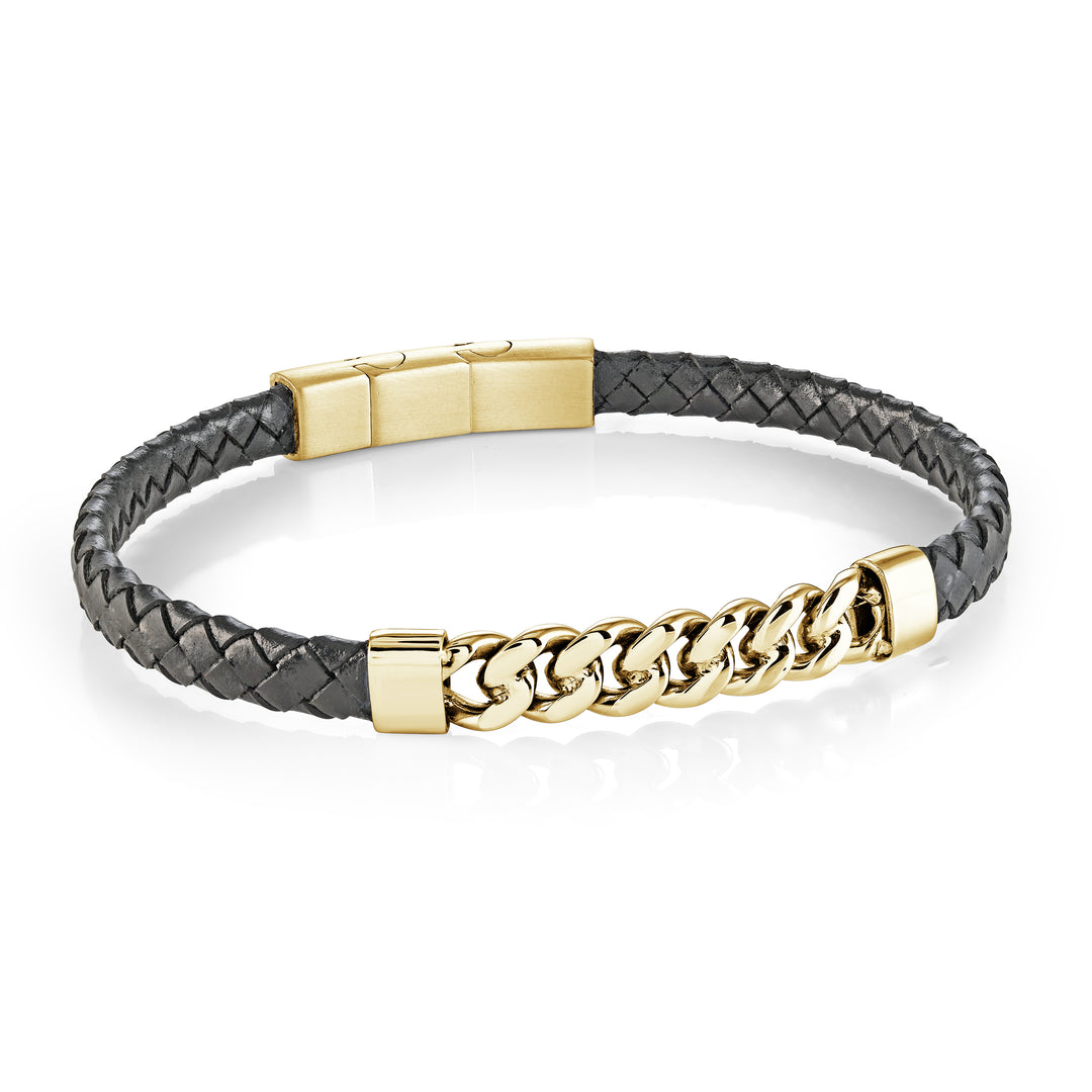 6mm leather & Curb Bracelet