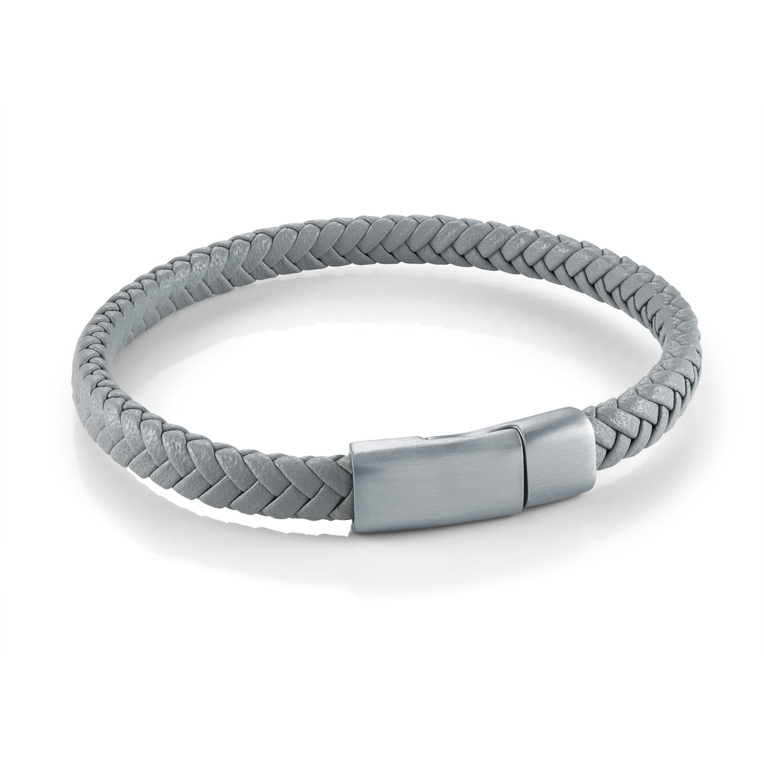 6mm Grey Leather Bracelet