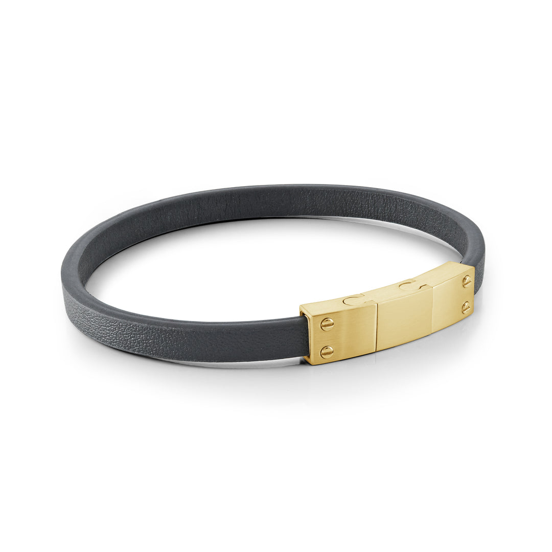 6mm Brushed Steel Leather Bracelet