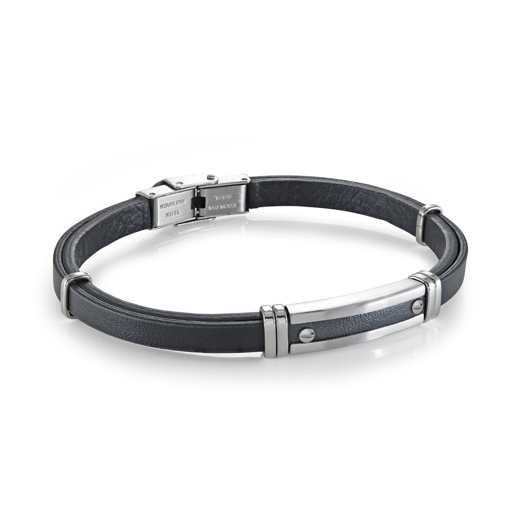 5mm Screw Plate Leather Bracelet
