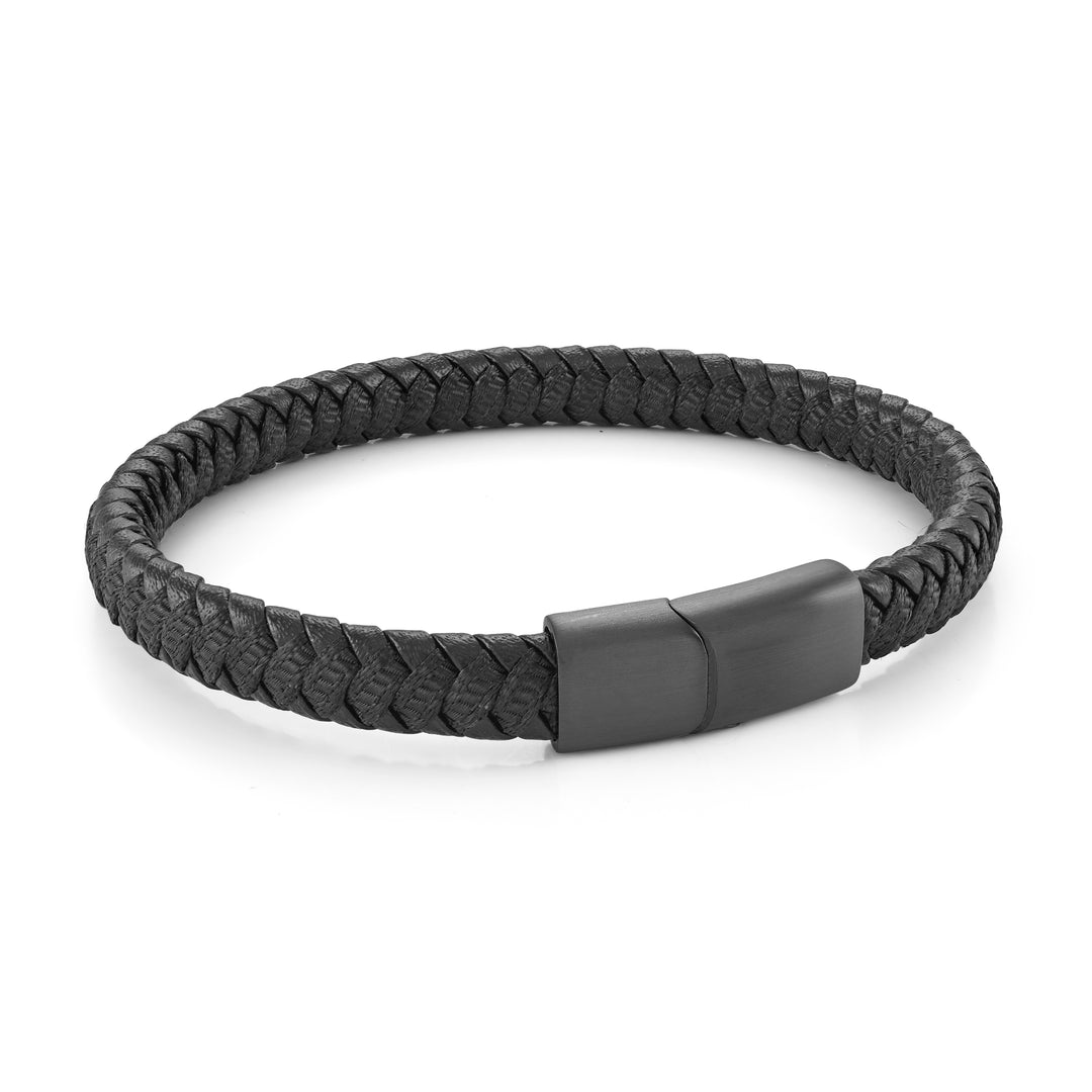 8mm Flat Leather Nylon Bracelet