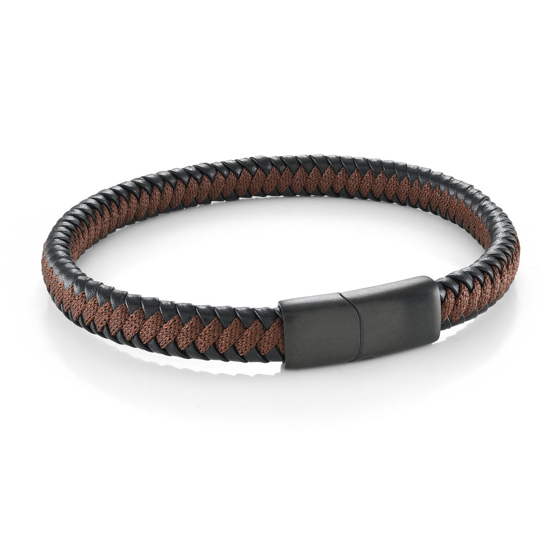 8mm Flat Leather Nylon Bracelet
