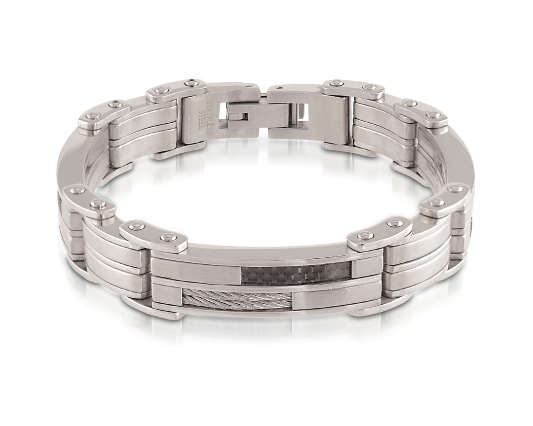 Carbon Fibre and Steel Cable Bracelet