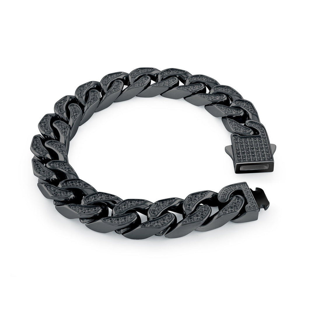 12mm Black Cz Curb Link Bracelet