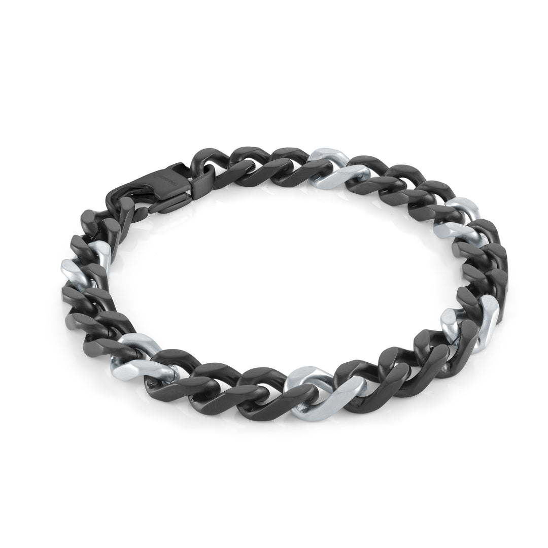 TWO TONE STAINLESS STEEL 8MM CURB BRACELET