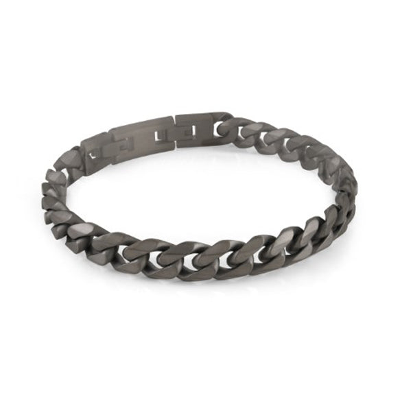 8mm Brushed Matte Gunmetal Curb Bracelet