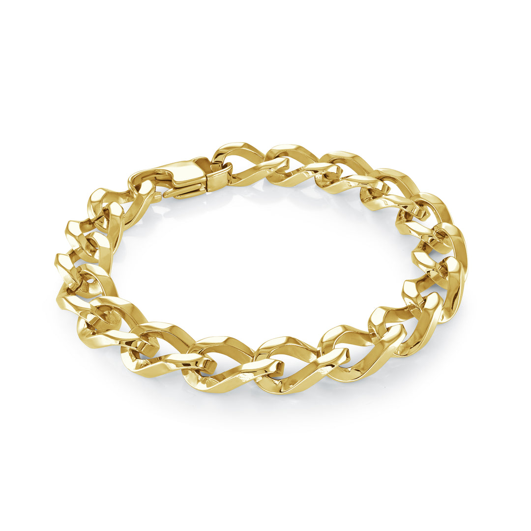 10mm Curb Wave Link Gold IP Bracelet