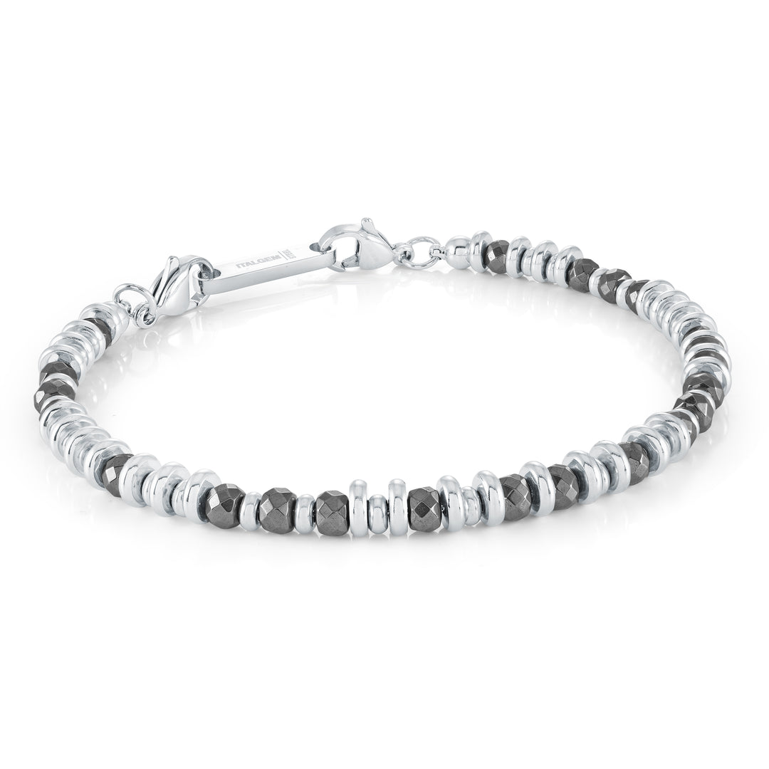 4mm Hematite & Steel Bead Bracelet