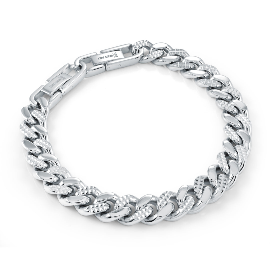 10mm Semi Diamond Cut Curb Bracelet