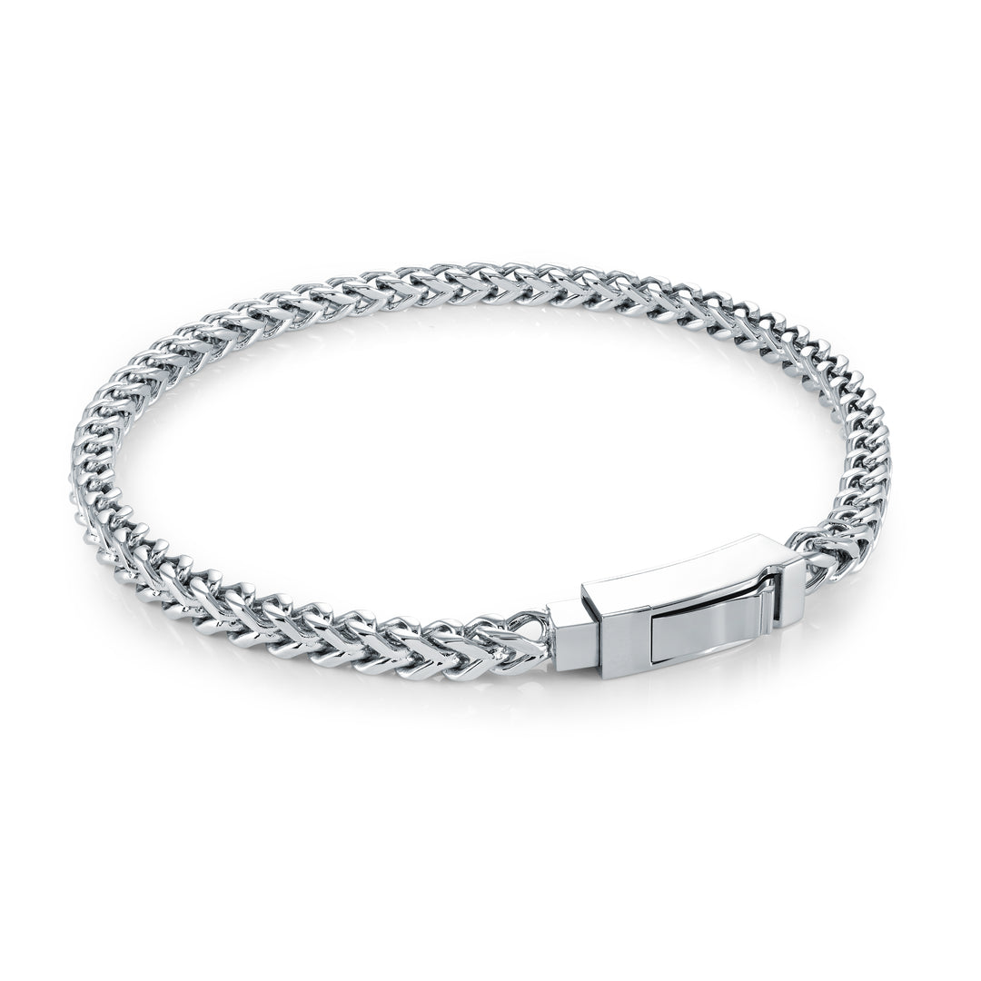 4mm Square Franco Box Push Clasp Bracelet