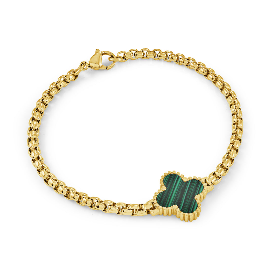 Malachite Lucky-Clover Bracelet