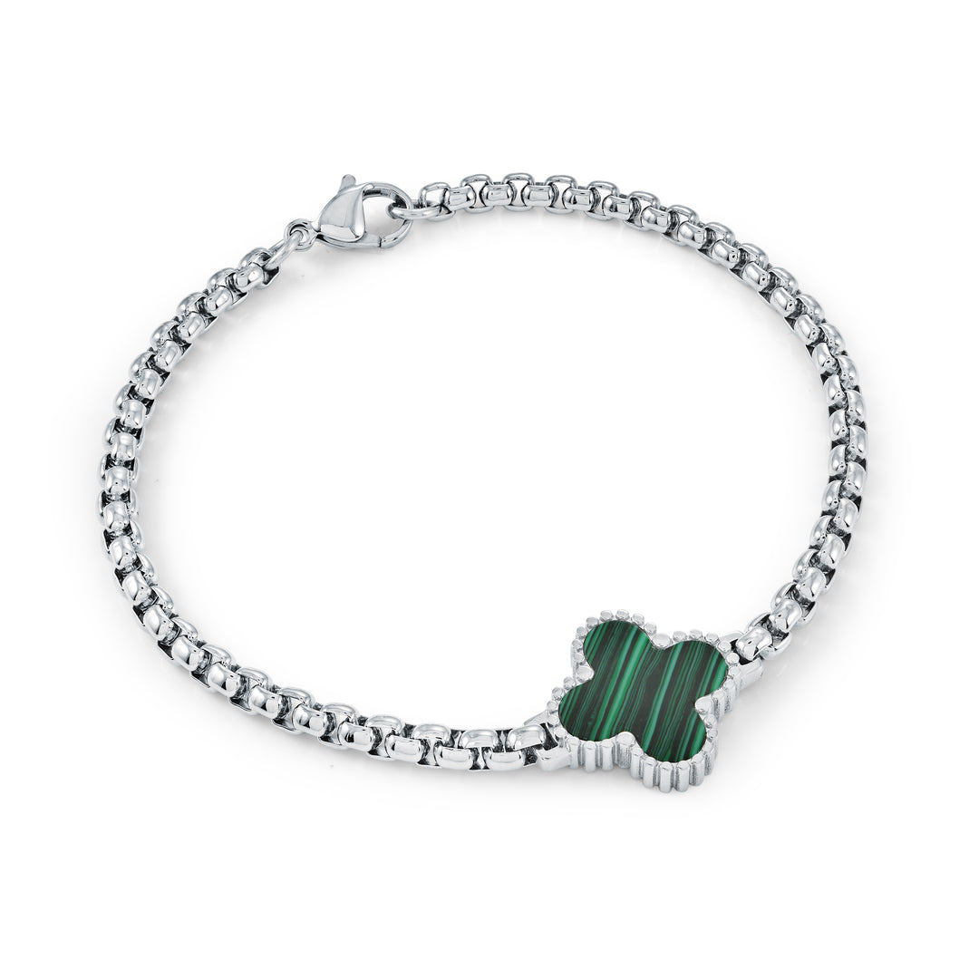 Malachite Lucky-Clover Bracelet