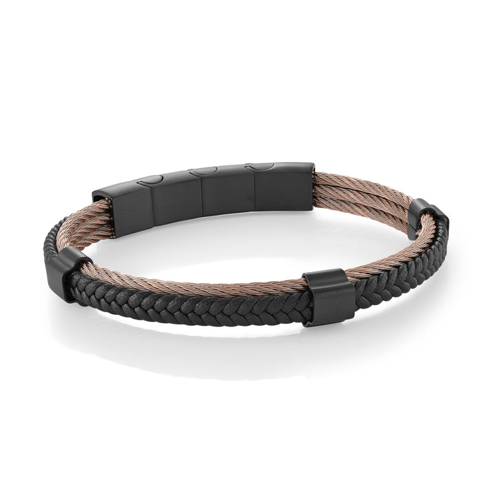 7MM LEATHER & CABLE BRACELET