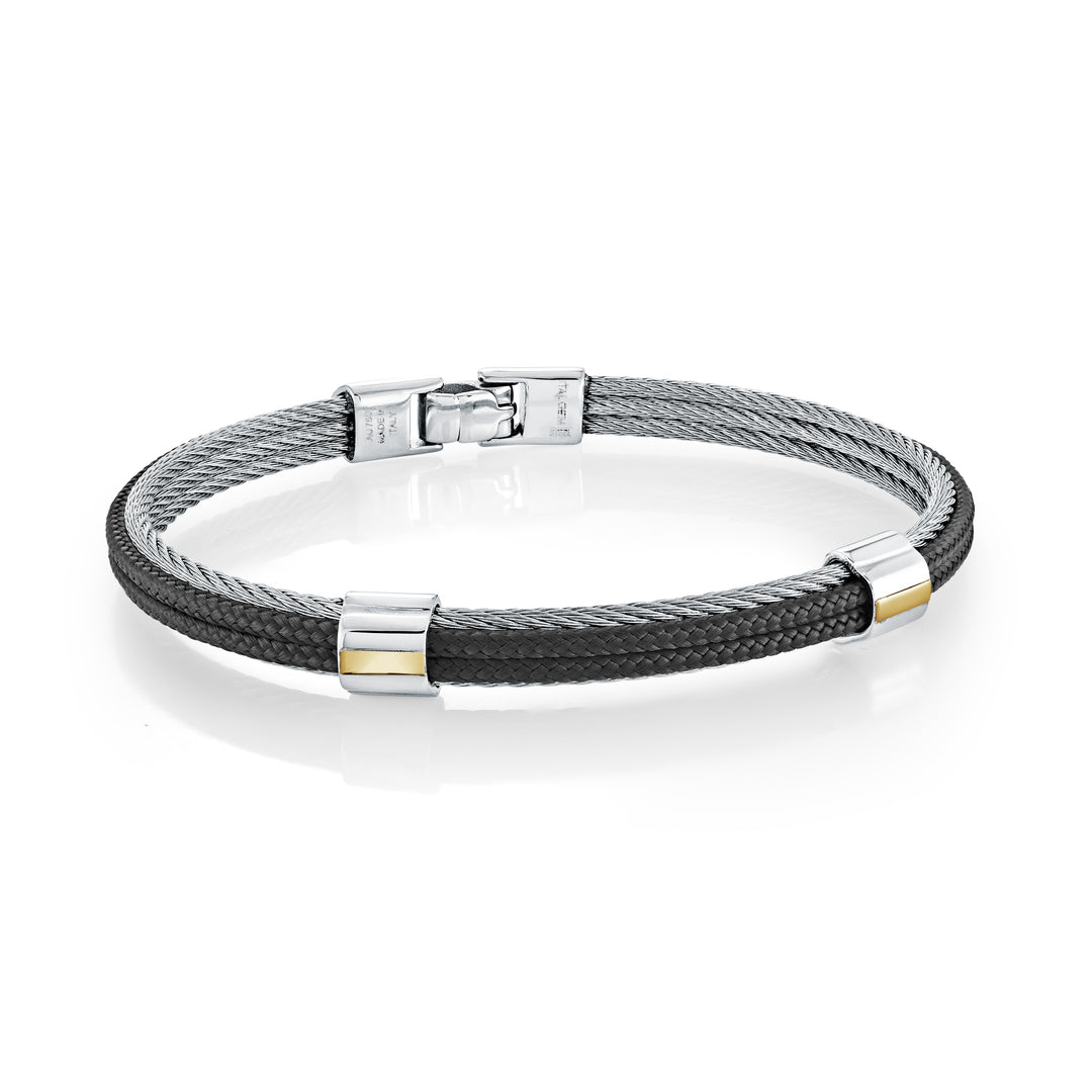 18K Accent 3 Row Cable Cord Bangle Bracelet