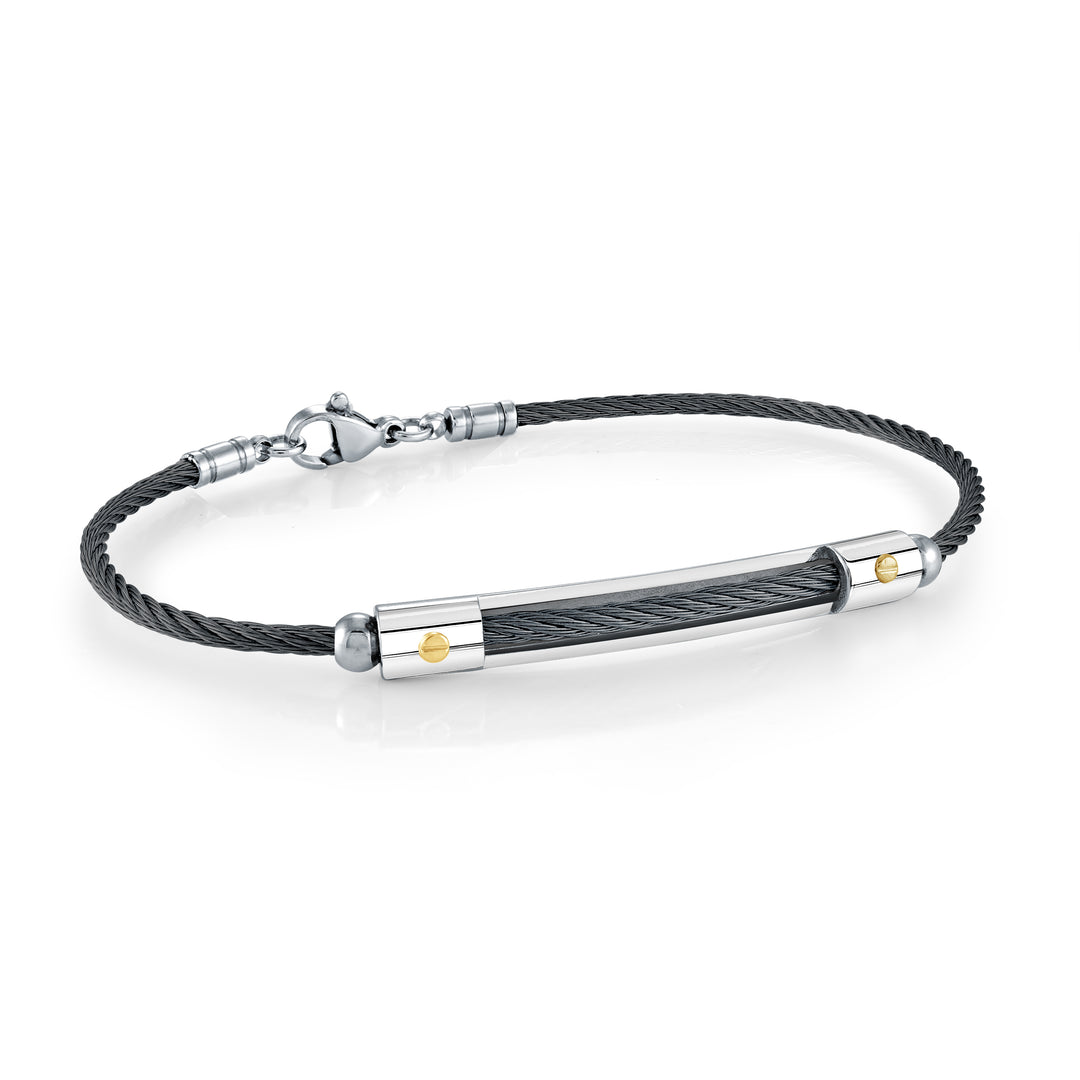 Micro Cable 14K Ip-Gold Accents Bracelet