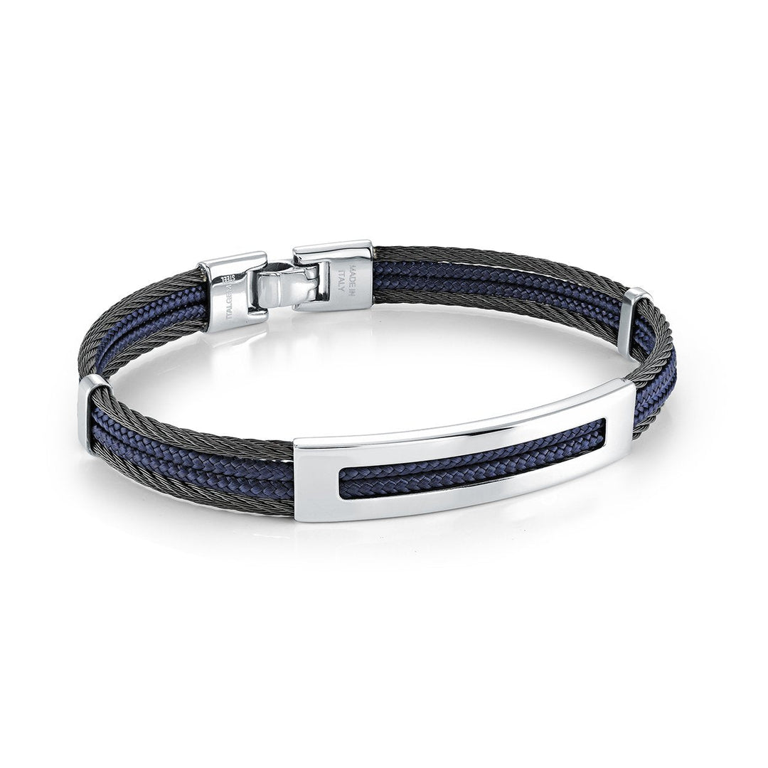 2 Row Navy Cord Bangle Bracelet