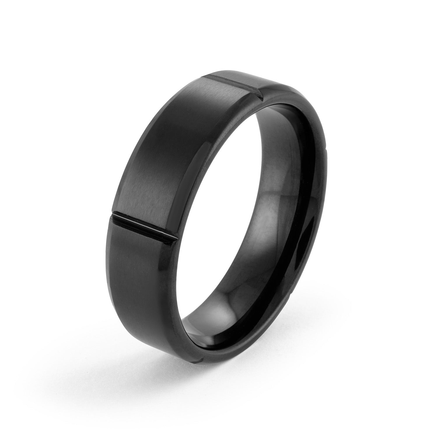 Black Grooved Steel Ring 6.5mm – Italgem Steel