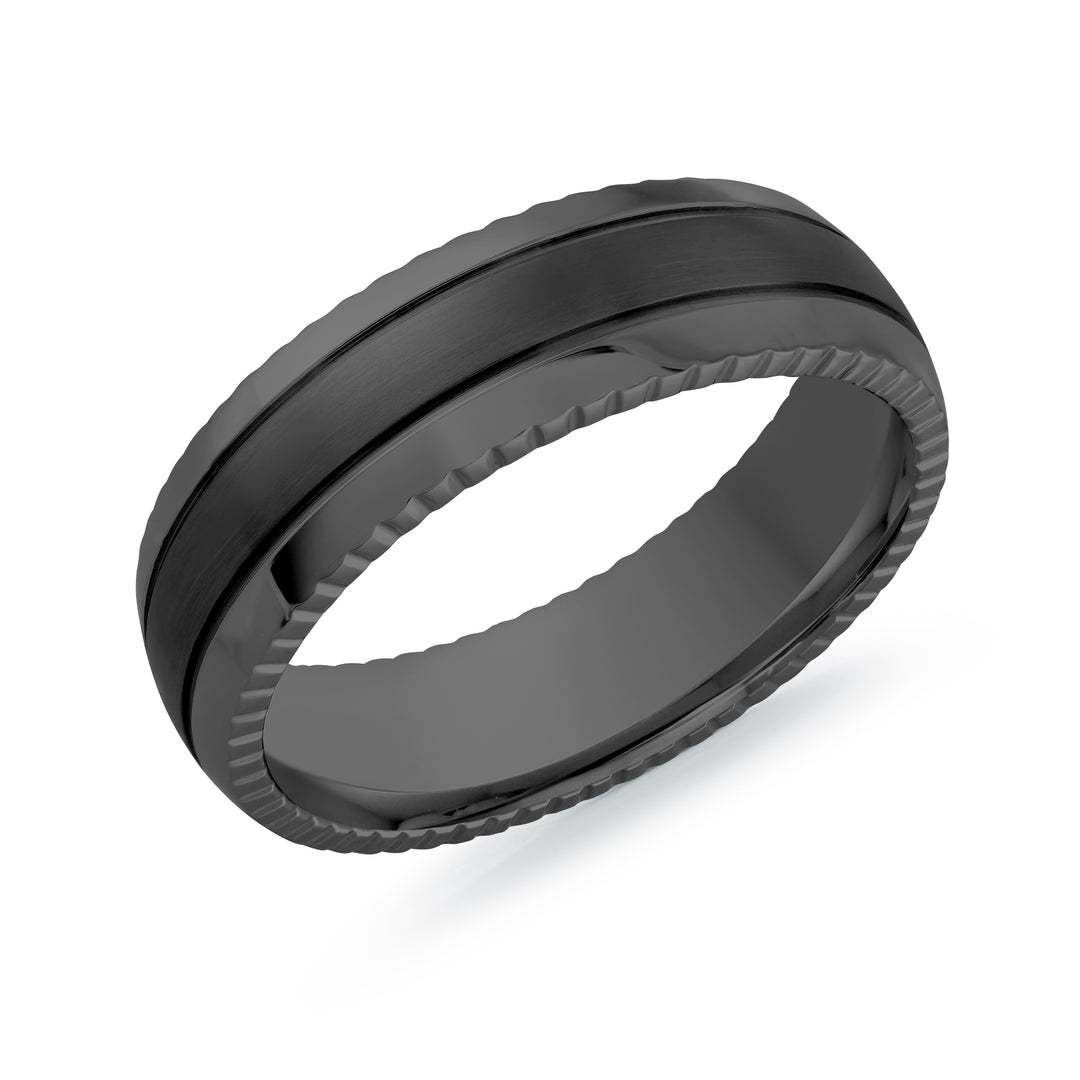 6.5mm Carved Edge Steel Ring