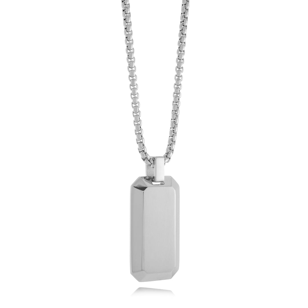 Small Brushed Dogtag Edge Necklace