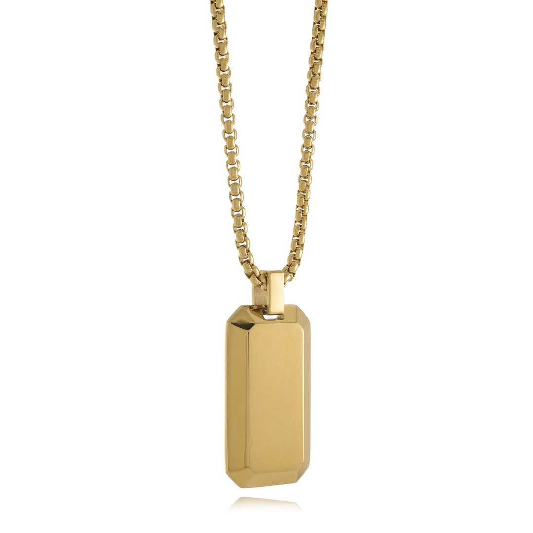 Small Brushed Dogtag Edge Necklace