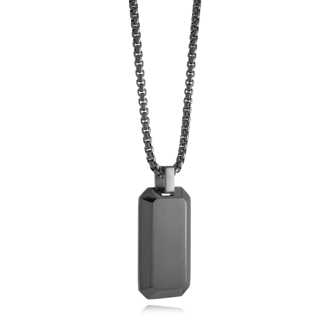 Small Brushed Dogtag Edge Necklace