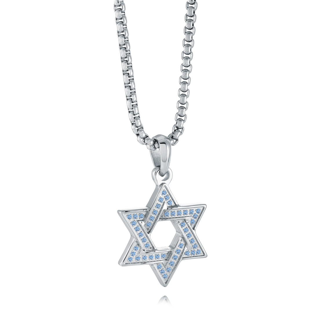 Navy Studded Star Of David Pendant