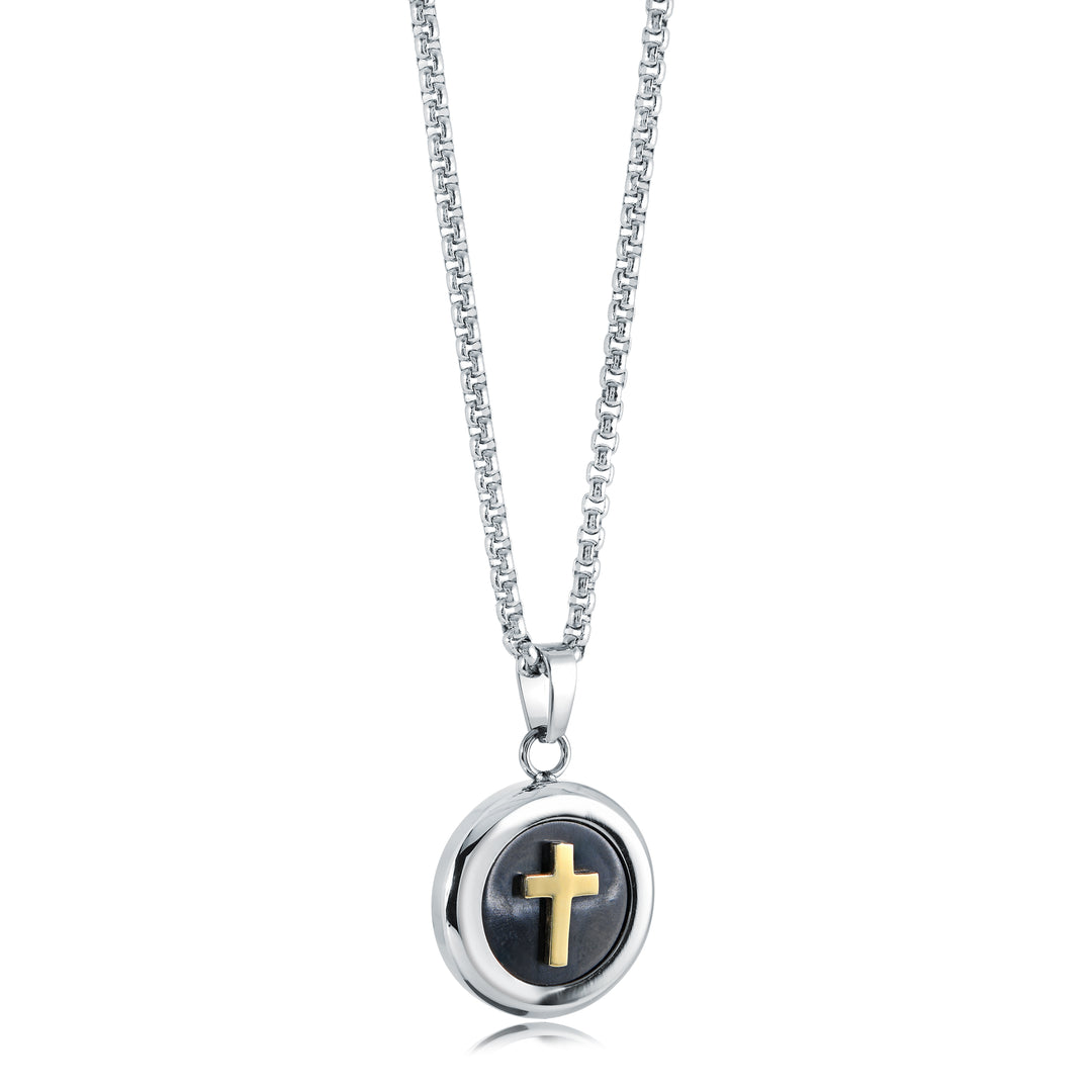 Black and Gold Cross Medallion Pendant