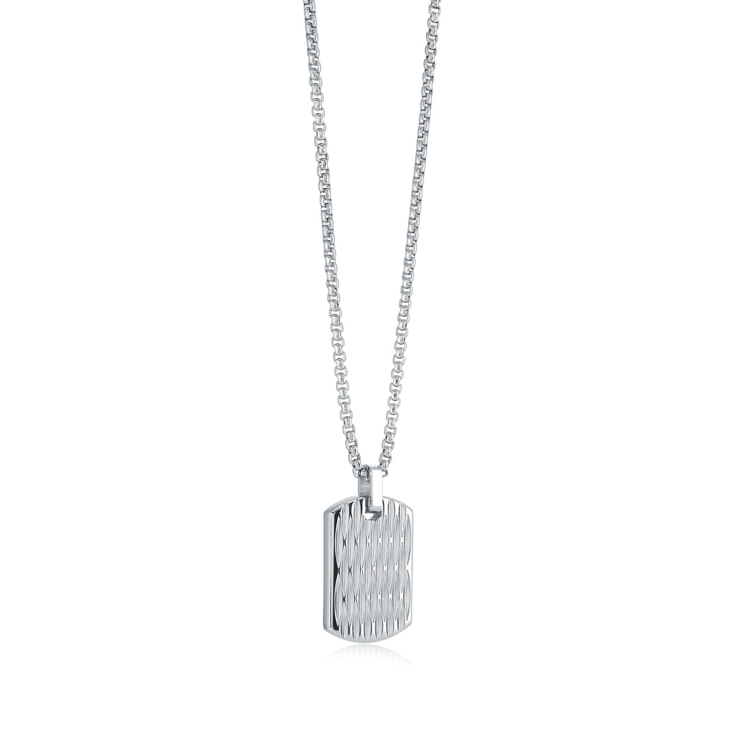 15mm Dogtag Engrave Grooves Necklace