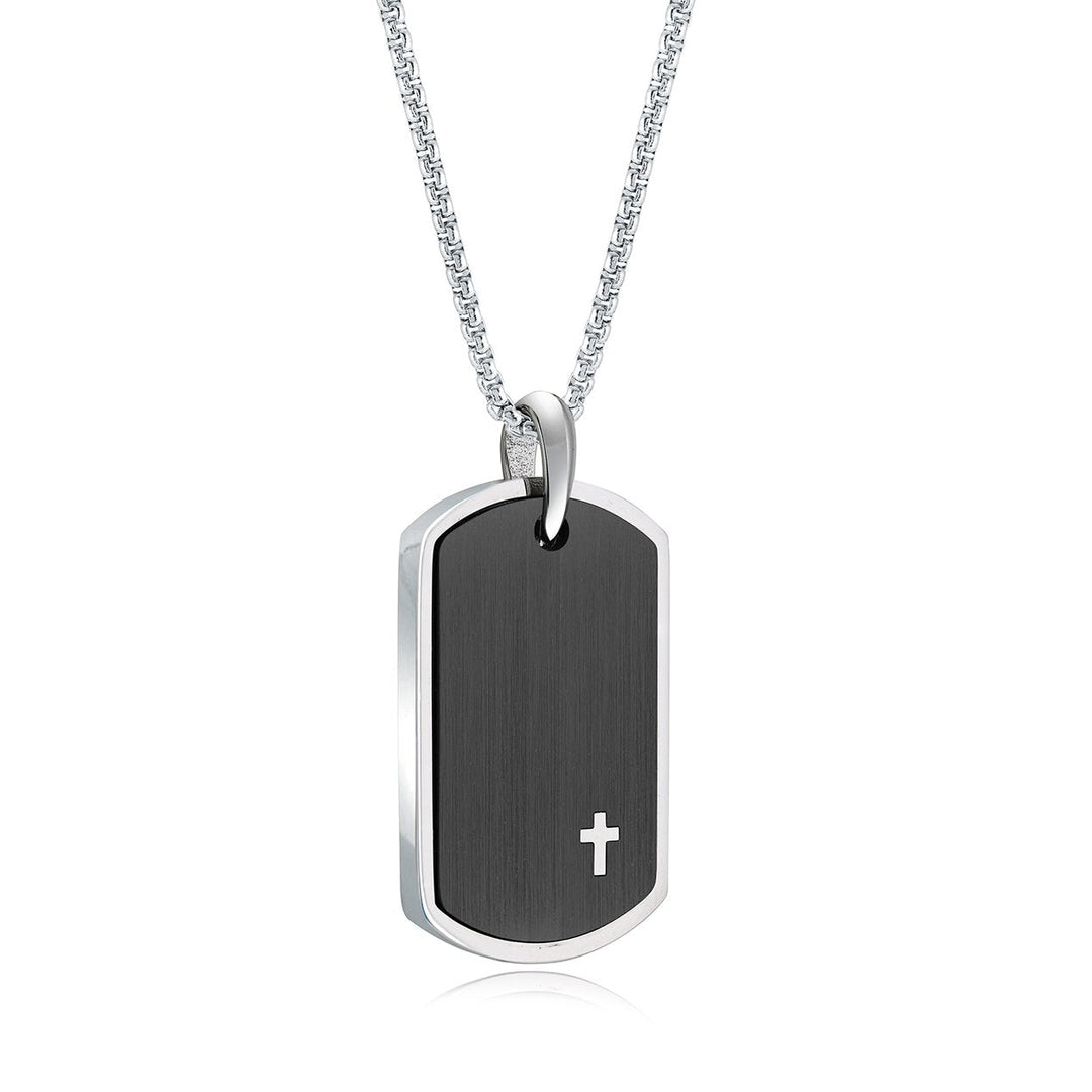 Black Dogtag Cross Accent Pendant