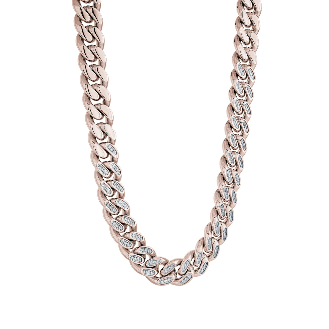 10MM CURB LINK WHITE HALFWAY CZ CNC SETTING NECKLACE