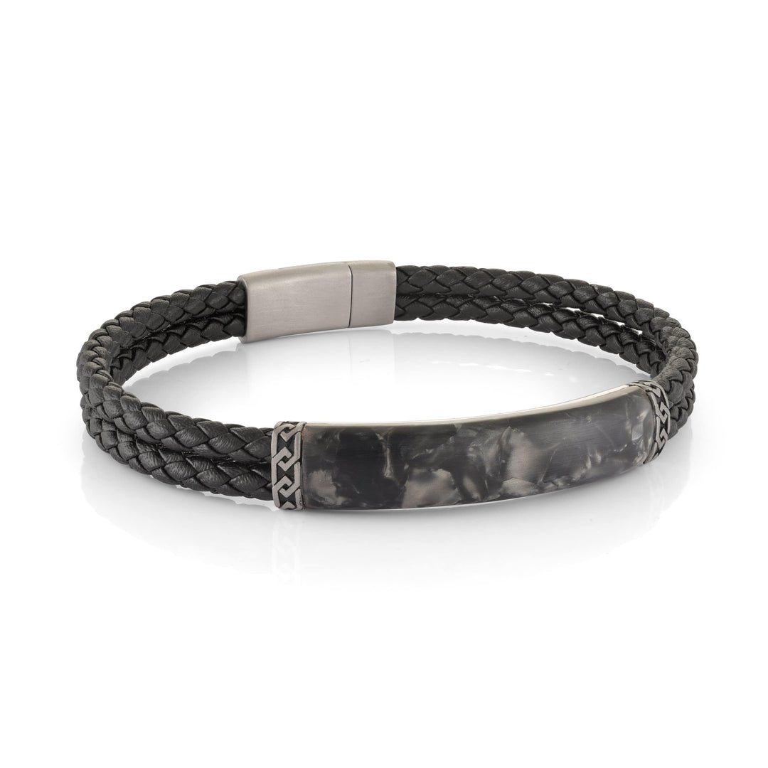 9MM LEATHER MARBLE-PLATE BRACELET