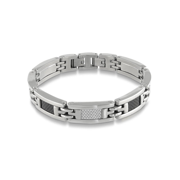 STAINLESS STEEL AND CARBON FIBRE BRACELET